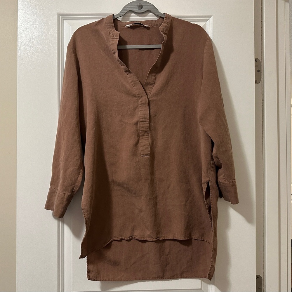 Zara oversized high low Henley neck tunic top| size Small